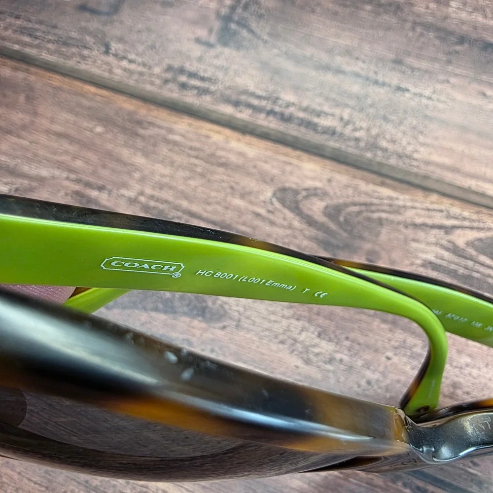 Coach HC 8001 L001 Emma Sunglasses Tortoise Lime Green 5052/13 57-17-135 Square